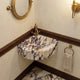 Calacatta Viola Marble Corner Wall Mount Vanity Sink With Ribbed Texture 20x20x7