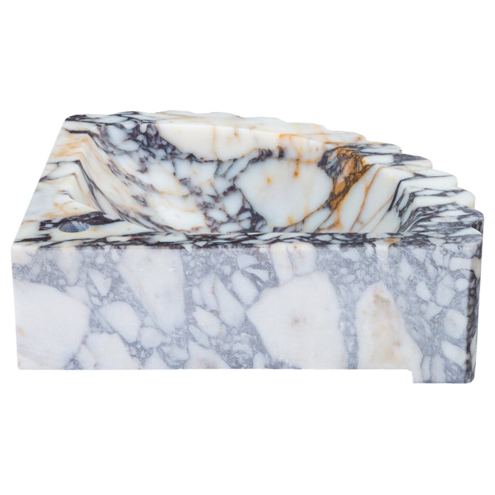 Calacatta Viola Marble Wall-mount Bathroom Corner Vanity Sink Ribbed NTRVS209