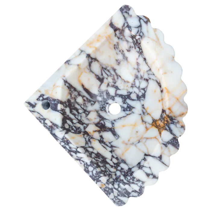Calacatta Viola Marble Corner Wall Mount Vanity Sink With Ribbed Texture 20x20x7