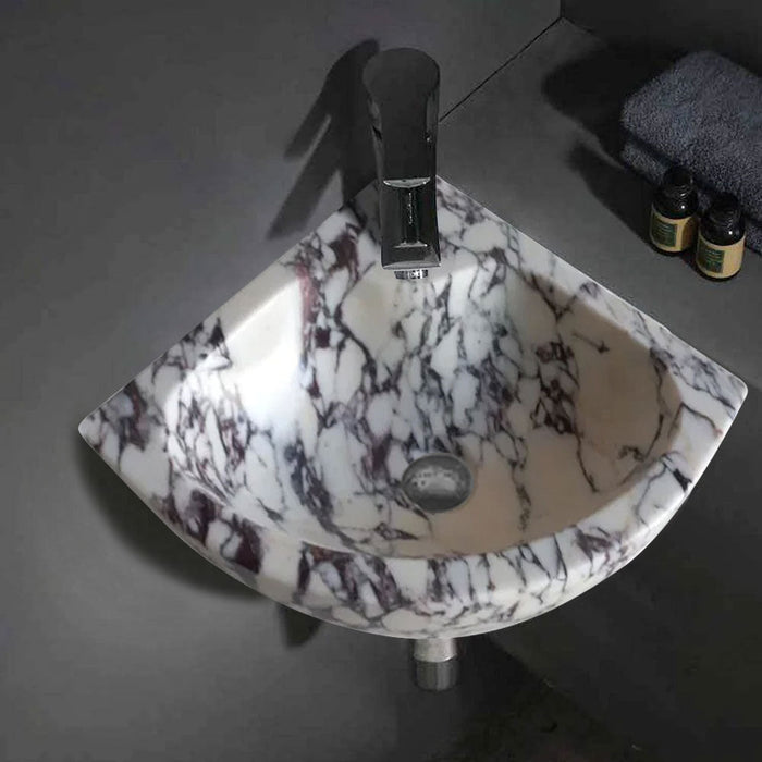 Calacatta Viola Marble Wall-mount Bathroom Corner Vanity Sink NTRVS190