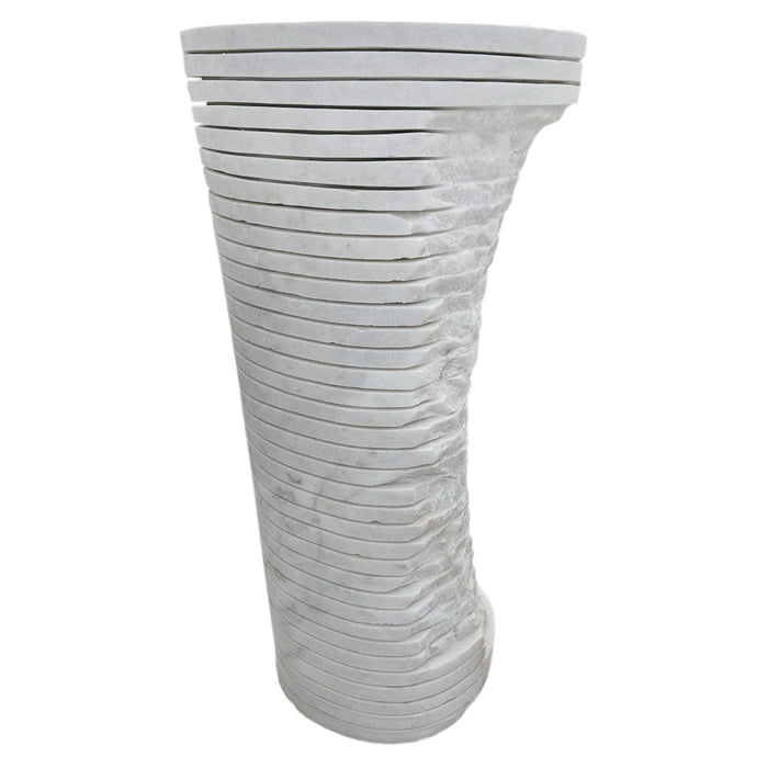 Carrara White Marble Designer Pedestal Stand-Alone Sink (W)16" (L)16" (H)36"