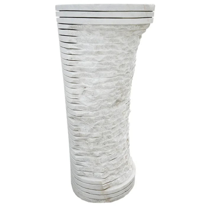 Carrara White Marble Designer Pedestal Stand-Alone Sink (W)16" (L)16" (H)36"