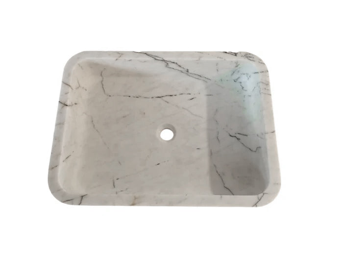 Carrara White Marble Above Vanity Bathroom Sink (W)16" (L)24" (H)5"