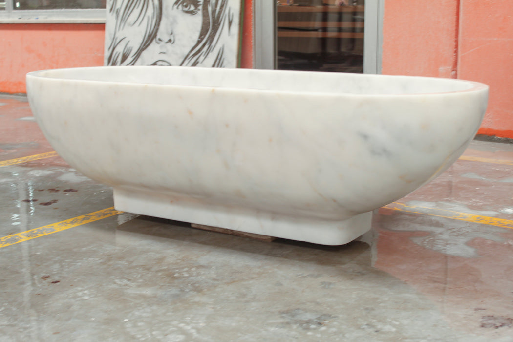 Bianco Carrara White Marble Bathtub Hand-carved from Solid Marble Block NTRSTC24C