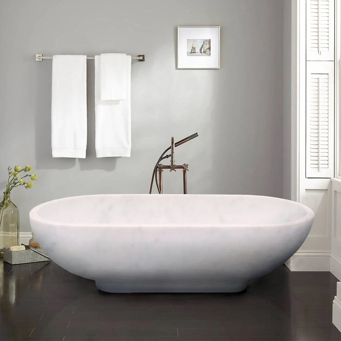 Bianco Carrara White Marble Bathtub Hand-carved from Solid Marble Block NTRSTC24C