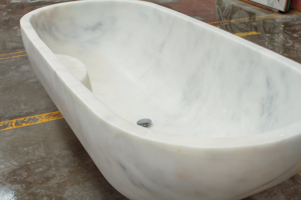 Bianco Carrara White Marble Bathtub Hand-carved from Solid Marble Block NTRSTC24C