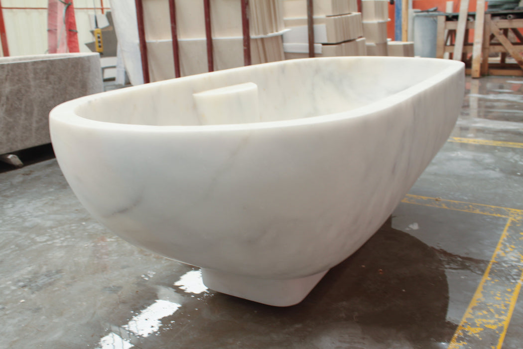 Bianco Carrara White Marble Bathtub Hand-carved from Solid Marble Block NTRSTC24C