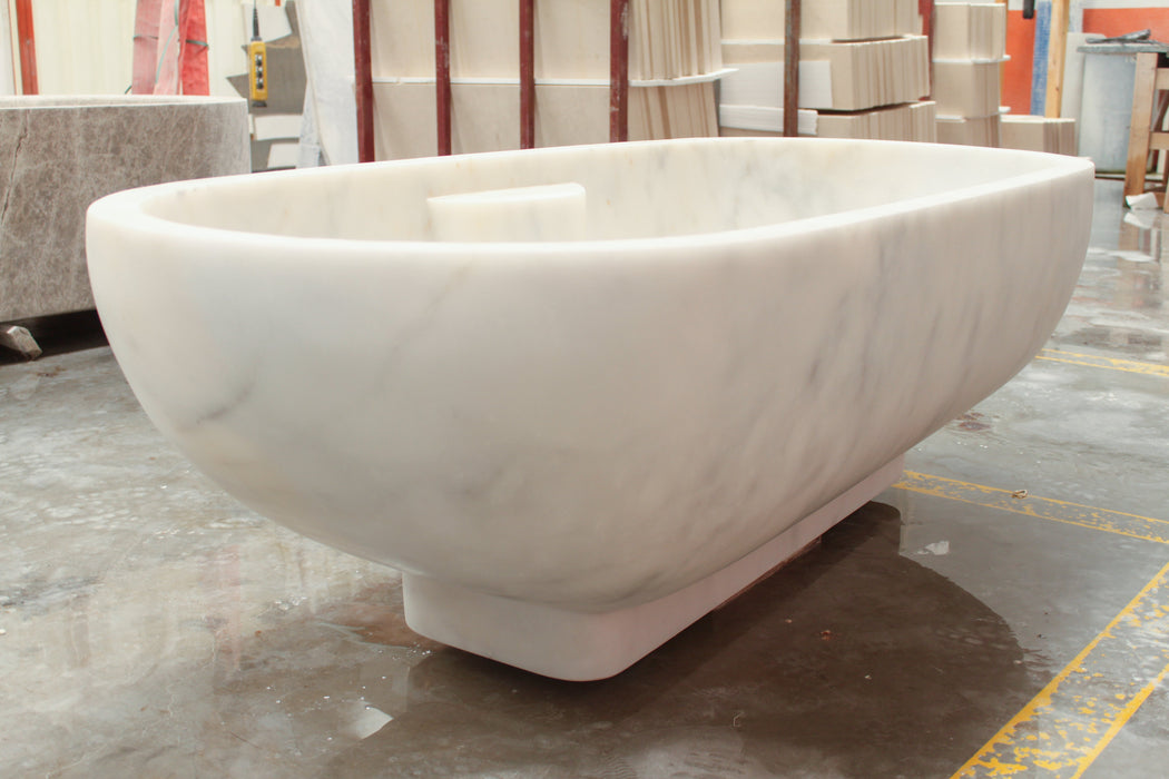 Bianco Carrara White Marble Bathtub Hand-carved from Solid Marble Block NTRSTC24C