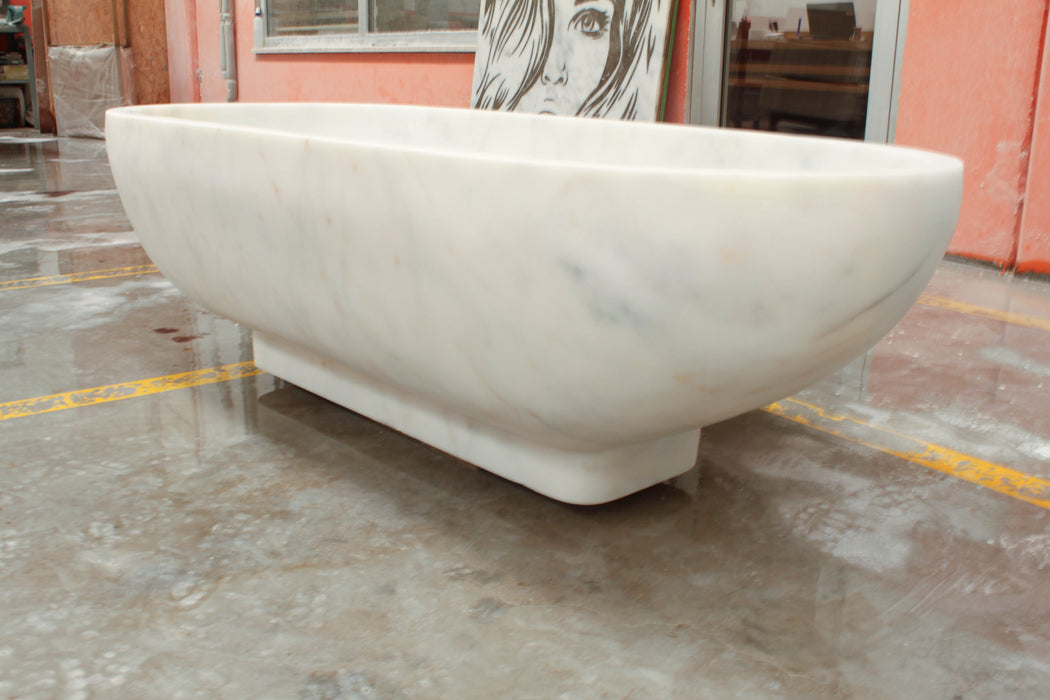 Bianco Carrara White Marble Bathtub Hand-carved from Solid Marble Block NTRSTC24C