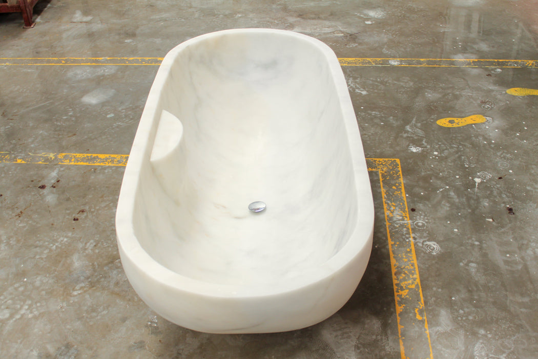 Bianco Carrara White Marble Bathtub Hand-carved from Solid Marble Block NTRSTC24C