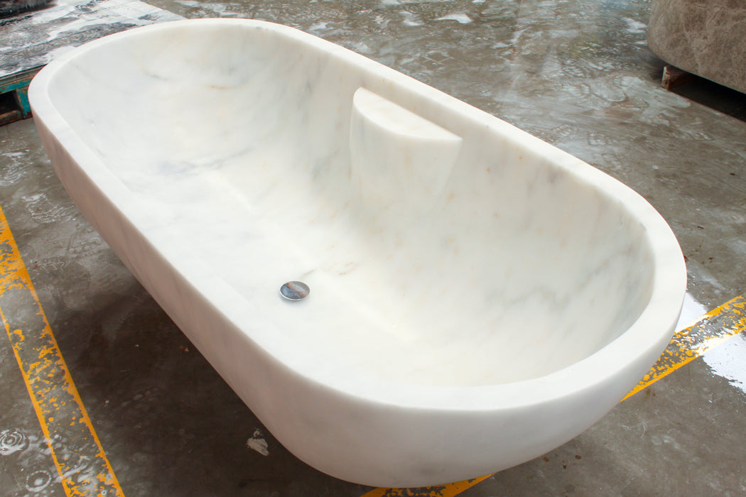 Bianco Carrara White Marble Bathtub Hand-carved from Solid Marble Block NTRSTC24C