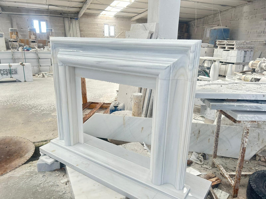 Carrara White Marble Hand-carved Fireplace Mantel Polished NTRVS203