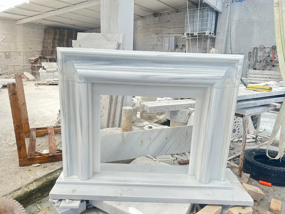 Carrara White Marble Hand-carved Fireplace Mantel Polished NTRVS203