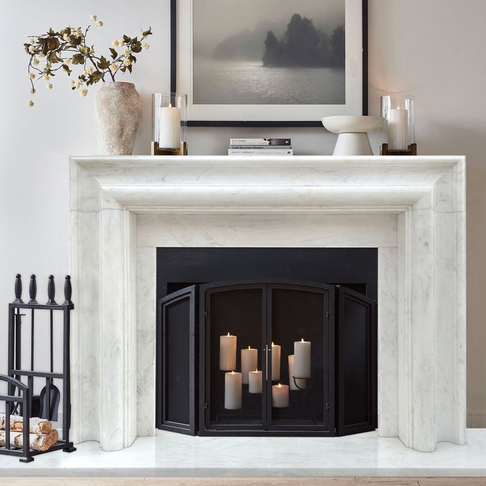 Carrara White Marble Hand-carved Fireplace Mantel Polished NTRVS203