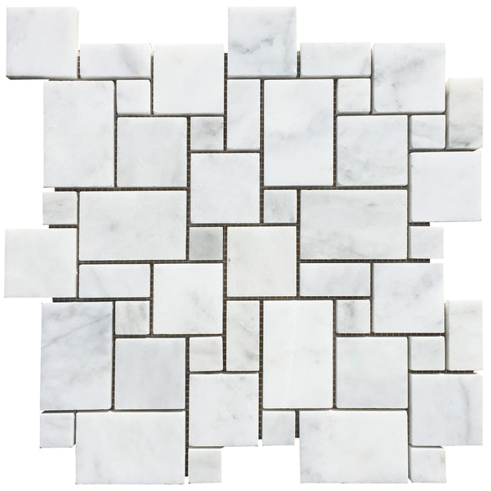 Carrara White Mini Versailles Pattern Mosaic Floor and Wall Tile - Livfloors Collection