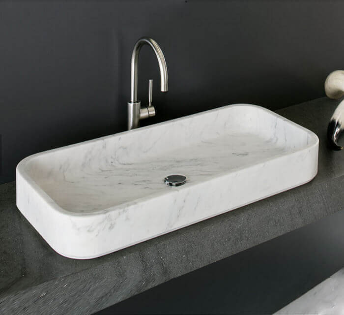 Carrara White Marble Rectangular Above Vanity Bathroom Sink Polished YEDSIM03