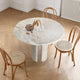 Carrara White Marble Round Dining Table with Marble Legs Polished 48 Inch Diameter