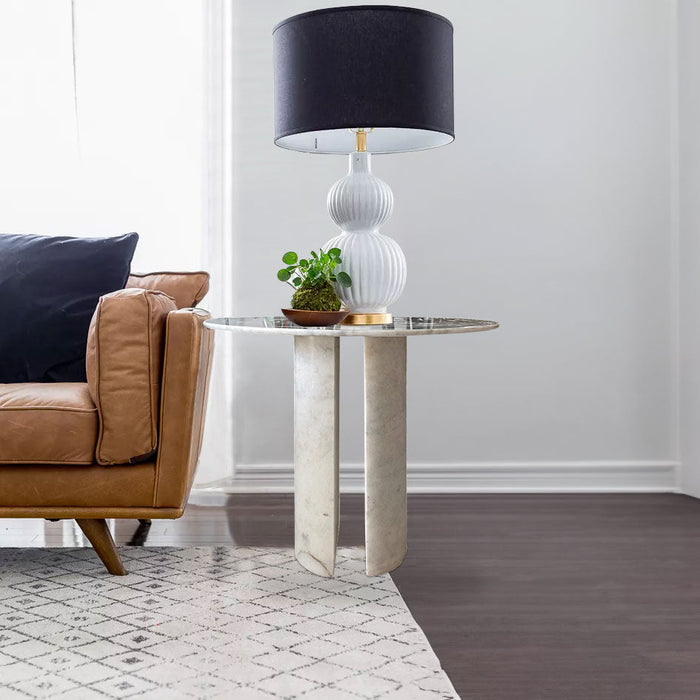 Carrara White Marble End/Side Table with Marble Legs Polished NTRVS213