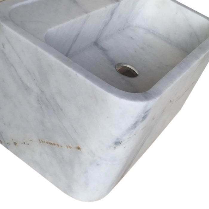 Carrara White Marble Rectangular Wall-mount Bathroom Sink NTRVS212