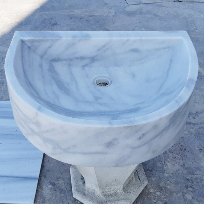 Natural Stone Carrara White Marble Wall-Mount Bathroom Marble Sink TMS10