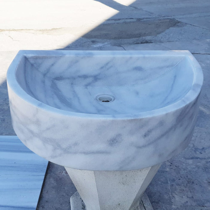 Natural Stone Carrara White Marble Wall-Mount Bathroom Marble Sink TMS10