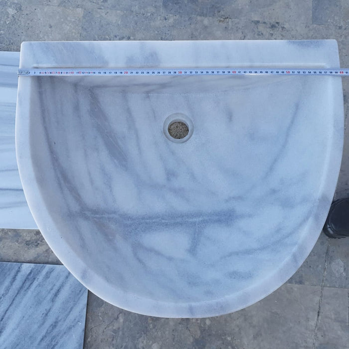 Natural Stone Carrara White Marble Wall-Mount Bathroom Marble Sink TMS10