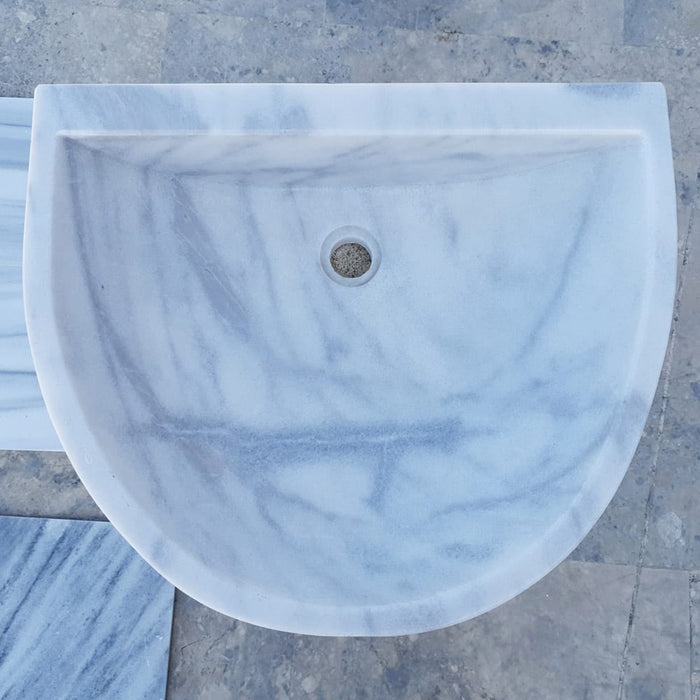 Natural Stone Carrara White Marble Wall-Mount Bathroom Marble Sink TMS10