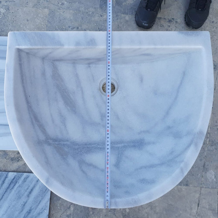 Natural Stone Carrara White Marble Wall-Mount Bathroom Marble Sink TMS10