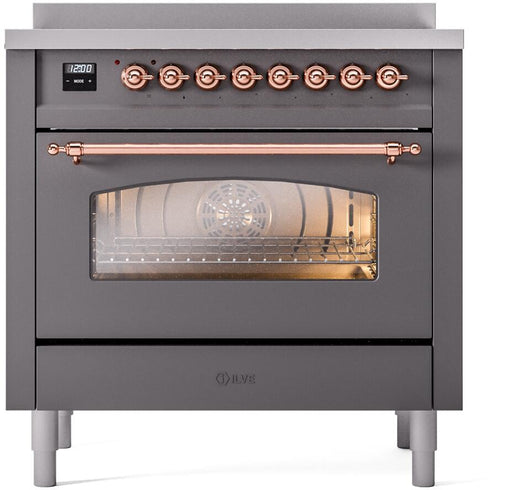 ILVE Nostalgie II 36 " Electric Range, Matte Graphite, Copper Trim UPI366NMPMGP ILVE