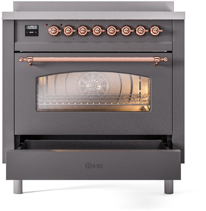 ILVE Nostalgie II 36 " Electric Range, Matte Graphite, Copper Trim UPI366NMPMGP ILVE