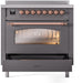 ILVE Nostalgie II 36 " Electric Range, Matte Graphite, Copper Trim UPI366NMPMGP ILVE