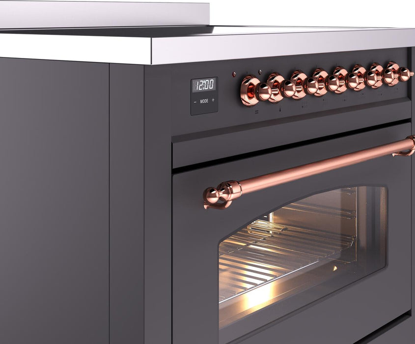 ILVE Nostalgie II 36 " Electric Range, Matte Graphite, Copper Trim UPI366NMPMGP ILVE