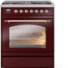 ILVE Nostalgie II 30" Dual Fuel Liquid Propane Range, Burgundy, Copper Trim UP30NMPBUPLP ILVE