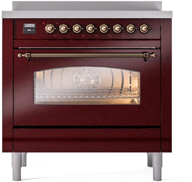 ILVE Nostalgie II 36 " Electric Range, Burgundy, Bronze Trim UPI366NMPBUB ILVE