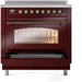 ILVE Nostalgie II 36 " Electric Range, Burgundy, Bronze Trim UPI366NMPBUB ILVE