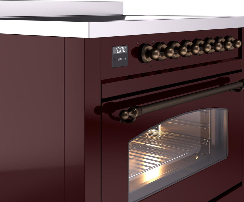 ILVE Nostalgie II 36 " Electric Range, Burgundy, Bronze Trim UPI366NMPBUB ILVE