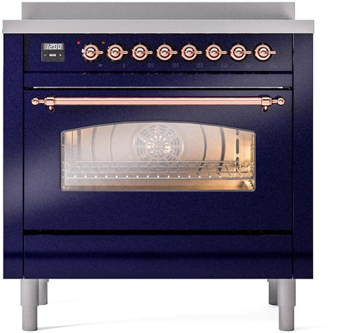 ILVE Nostalgie II 36" Electric Range, Blue, Copper Trim UPI366NMPMBP ILVE