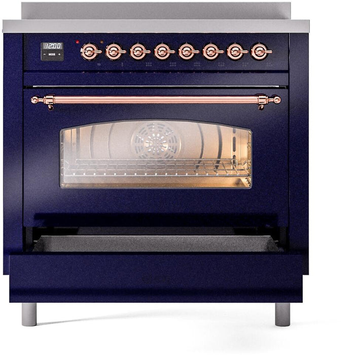 ILVE Nostalgie II 36" Electric Range, Blue, Copper Trim UPI366NMPMBP ILVE