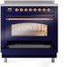 ILVE Nostalgie II 36" Electric Range, Blue, Copper Trim UPI366NMPMBP ILVE