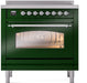 ILVE Nostalgie II 36 " Electric Range, Emerald Green, Chrome Trim UPI366NMPEGC ILVE