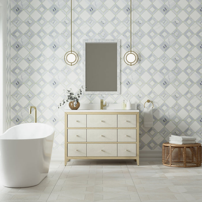 James Martin Celeste 48" Single Bathroom Vanity, Sunwashed Oak with Embossed Shagreen Drawer Fronts
