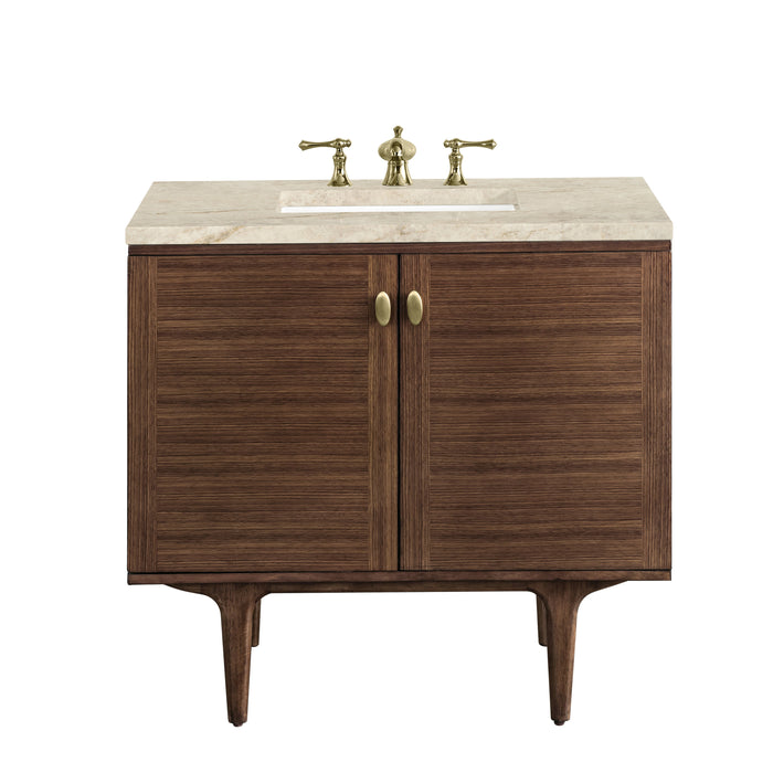 James Martin Amberly 36" Dual Mount Single Bathroom Vanity, Mid-Century Walnut