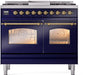 ILVE Nostalgie II 40" Dual Fuel Liquid Propane Range, Blue, Brass Trim UPD40FNMPMBGLP ILVE