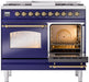 ILVE Nostalgie II 40" Dual Fuel Liquid Propane Range, Blue, Brass Trim UPD40FNMPMBGLP ILVE