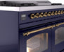 ILVE Nostalgie II 40" Dual Fuel Liquid Propane Range, Blue, Brass Trim UPD40FNMPMBGLP ILVE