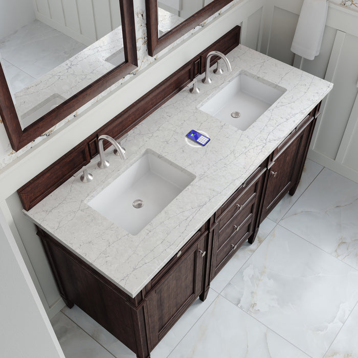 James Martin Brittany 60" Double Bathroom Vanity, Burnished Mahogany