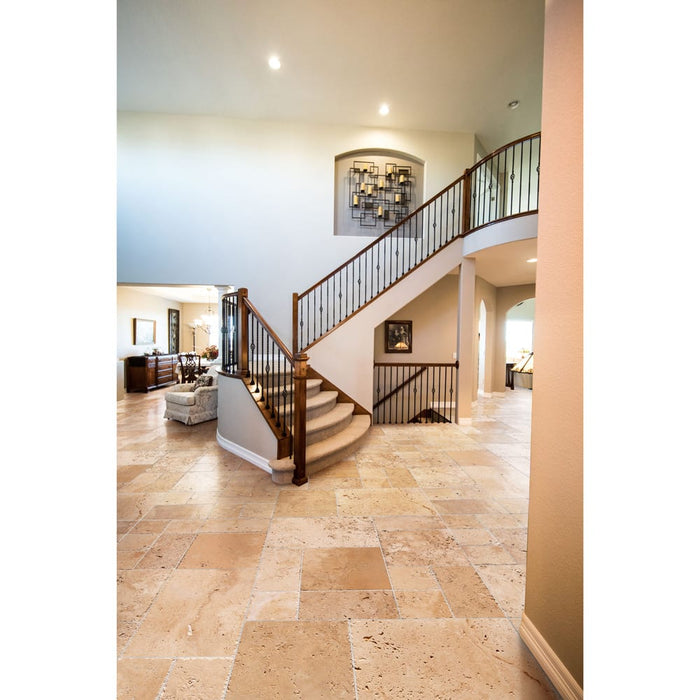 Classic Beige Travertine Tiles Antique Pattern Brushed and Chiseled ...