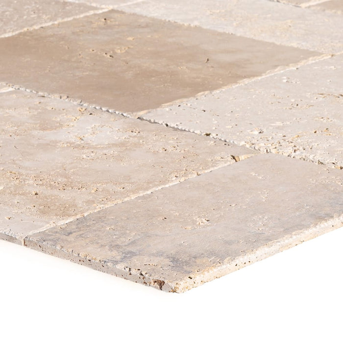 Classic Beige Travertine Tiles Antique Pattern Brushed and Chiseled - Livfloors Collection