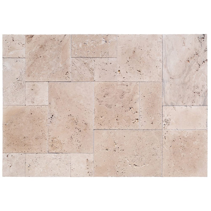 Classic Beige Light Travertine Tiles Antique Pattern Tumbled - Livfloors Collection
