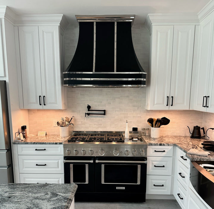 Sweep Stainless Steel Custom Range Hood with Mirror Bands